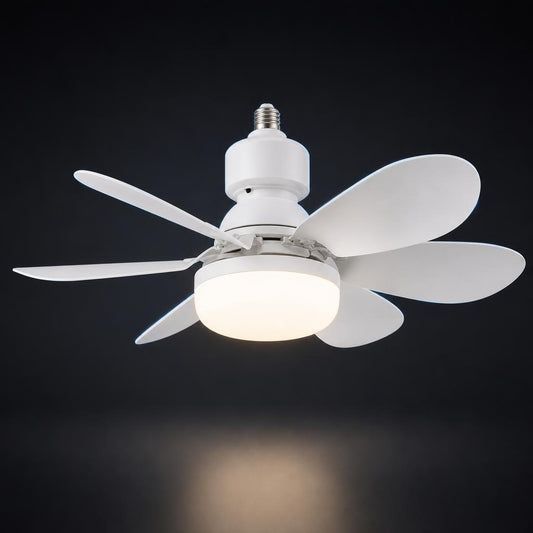 BlackoutEdge screw-in ceiling fan light, white, studio photo