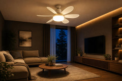 BlackoutEdge ceiling fan light installed in a modern living room